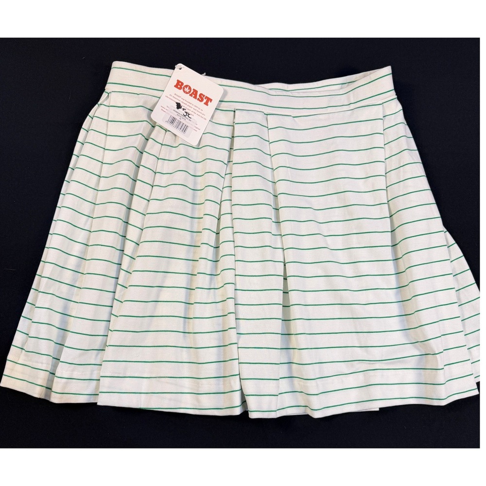 Boast Womens XL Pickleball Tennis Skirt Green Striped Pleated‎ Athletic Preppy